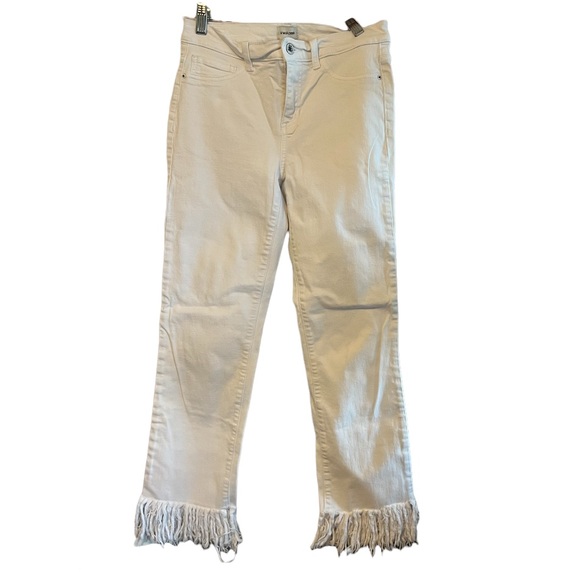 Sneak Peak White Super Frayed Boho Skinny Cropped Jean Size 7 - Picture 1 of 9